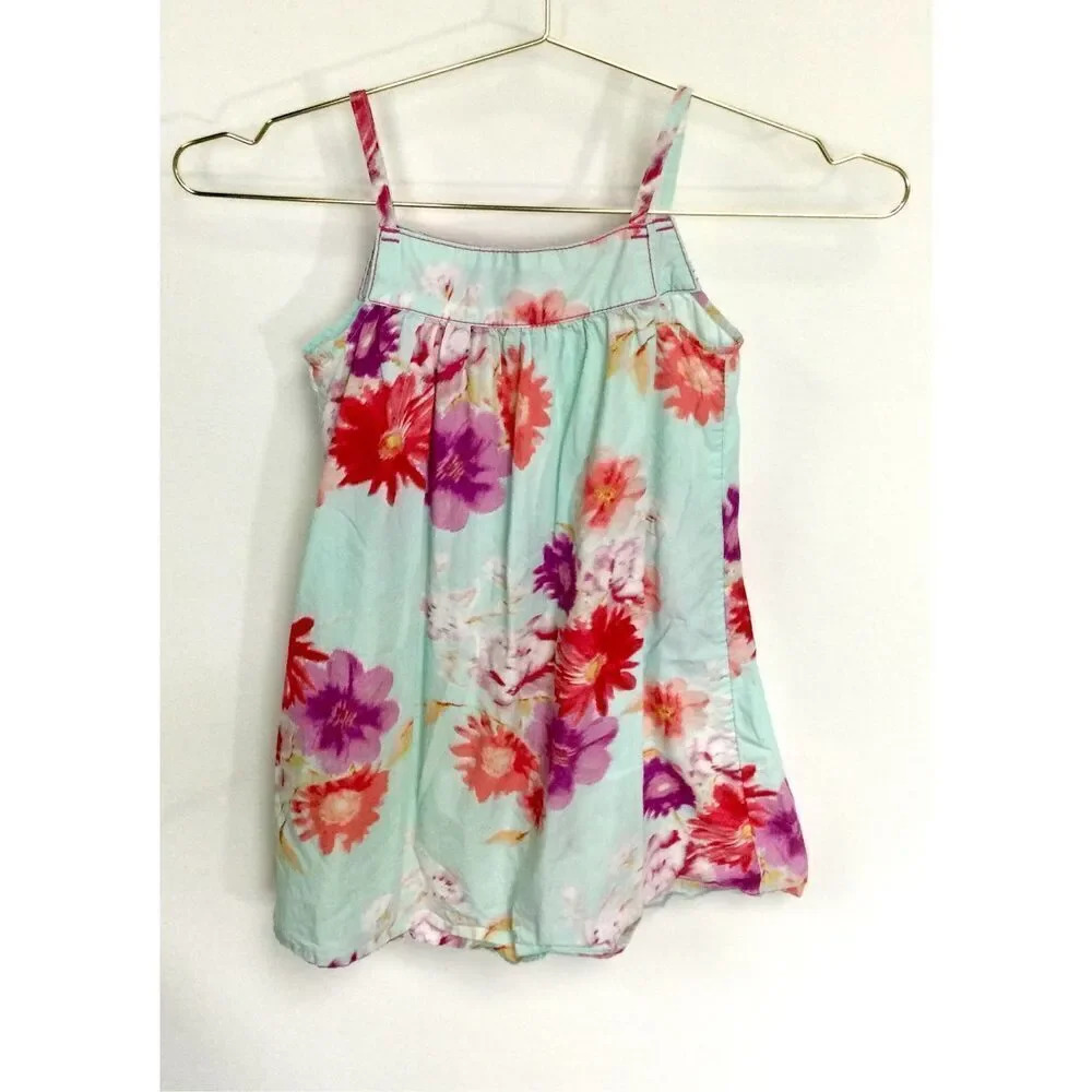 Gap Kids Girls Outlet Baby Blue Pink Purple Floral Sleeveless Sundress Small 6-7 - Picture 2 of 8